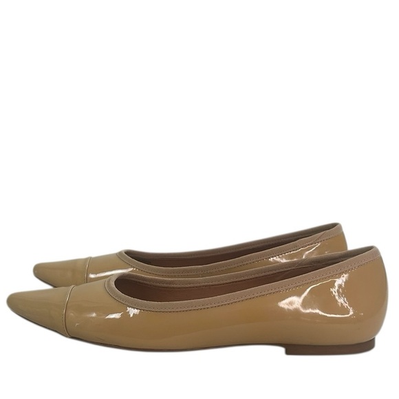 Rebecca Allen The Skim Pointy Toe Patent Leather Flats Size 6.5 Ballet Nude Tan - Picture 5 of 13